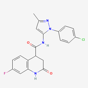 N-[2-(4-chlorophenyl)-5-methylpyrazol-3-yl]-7-fluoro-2-oxo-3,4-dihydro-1H-quinoline-4-carboxamide