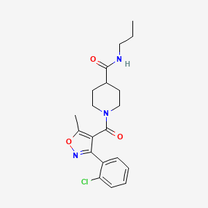 molecular formula C20H24ClN3O3 B7604745 1-[3-(2-chlorophenyl)-5-methyl-1,2-oxazole-4-carbonyl]-N-propylpiperidine-4-carboxamide 