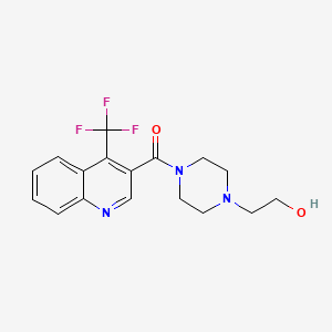 molecular formula C17H18F3N3O2 B7604757 [4-(2-Hydroxyethyl)piperazin-1-yl]-[4-(trifluoromethyl)quinolin-3-yl]methanone 