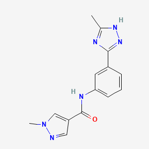 molecular formula C14H14N6O B7604764 1-methyl-N-[3-(5-methyl-1H-1,2,4-triazol-3-yl)phenyl]pyrazole-4-carboxamide 