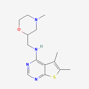 molecular formula C14H20N4OS B7604767 5,6-dimethyl-N-[(4-methylmorpholin-2-yl)methyl]thieno[2,3-d]pyrimidin-4-amine 