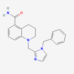 molecular formula C21H22N4O B7604783 1-[(1-benzylimidazol-2-yl)methyl]-3,4-dihydro-2H-quinoline-5-carboxamide 