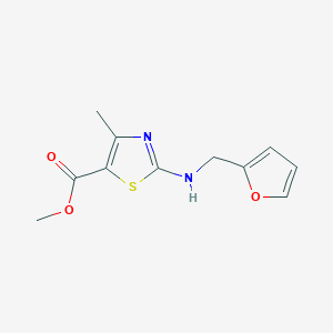 molecular formula C11H12N2O3S B7604792 Methyl 2-(furan-2-ylmethylamino)-4-methyl-1,3-thiazole-5-carboxylate 