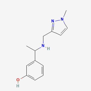 molecular formula C13H17N3O B7604841 3-[1-[(1-Methylpyrazol-3-yl)methylamino]ethyl]phenol 