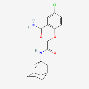 molecular formula C19H23ClN2O3 B7604887 2-[2-(1-Adamantylamino)-2-oxoethoxy]-5-chlorobenzamide 