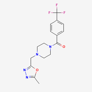 molecular formula C16H17F3N4O2 B7604915 [4-[(5-Methyl-1,3,4-oxadiazol-2-yl)methyl]piperazin-1-yl]-[4-(trifluoromethyl)phenyl]methanone 