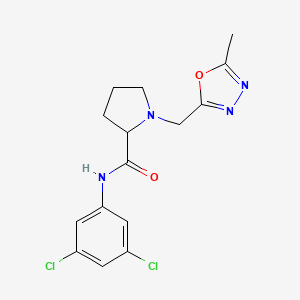 molecular formula C15H16Cl2N4O2 B7604957 N-(3,5-dichlorophenyl)-1-[(5-methyl-1,3,4-oxadiazol-2-yl)methyl]pyrrolidine-2-carboxamide 