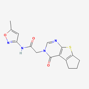 N-(5-methyl-1,2-oxazol-3-yl)-2-(12-oxo-7-thia-9,11-diazatricyclo[6.4.0.02,6]dodeca-1(8),2(6),9-trien-11-yl)acetamide