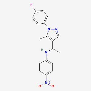 molecular formula C18H17FN4O2 B7604972 N-[1-[1-(4-fluorophenyl)-5-methylpyrazol-4-yl]ethyl]-4-nitroaniline 