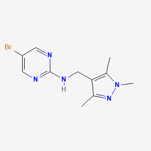 molecular formula C11H14BrN5 B7605023 5-bromo-N-[(1,3,5-trimethylpyrazol-4-yl)methyl]pyrimidin-2-amine 