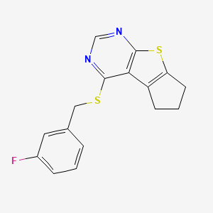 12-[(3-Fluorophenyl)methylsulfanyl]-7-thia-9,11-diazatricyclo[6.4.0.02,6]dodeca-1(8),2(6),9,11-tetraene