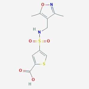 molecular formula C11H12N2O5S2 B7605086 4-[(3,5-Dimethyl-1,2-oxazol-4-yl)methylsulfamoyl]thiophene-2-carboxylic acid 