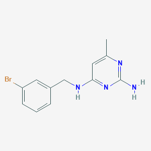 molecular formula C12H13BrN4 B7605239 4-N-[(3-bromophenyl)methyl]-6-methylpyrimidine-2,4-diamine 