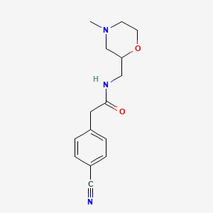 molecular formula C15H19N3O2 B7605380 2-(4-cyanophenyl)-N-[(4-methylmorpholin-2-yl)methyl]acetamide 