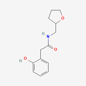 molecular formula C13H17NO3 B7605384 2-(2-hydroxyphenyl)-N-(oxolan-2-ylmethyl)acetamide 