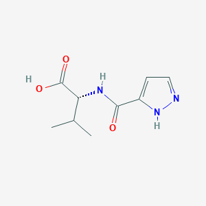 molecular formula C9H13N3O3 B7605488 (2R)-3-methyl-2-(1H-pyrazole-5-carbonylamino)butanoic acid 