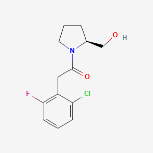 molecular formula C13H15ClFNO2 B7605586 2-(2-chloro-6-fluorophenyl)-1-[(2S)-2-(hydroxymethyl)pyrrolidin-1-yl]ethanone 