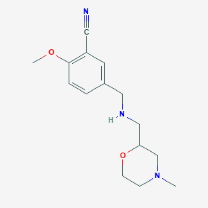 molecular formula C15H21N3O2 B7605606 2-Methoxy-5-[[(4-methylmorpholin-2-yl)methylamino]methyl]benzonitrile 