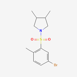 molecular formula C13H18BrNO2S B7605692 1-(5-Bromo-2-methylphenyl)sulfonyl-3,4-dimethylpyrrolidine 