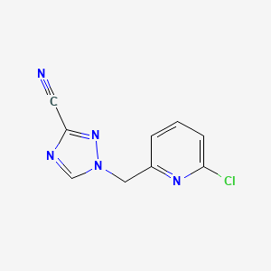 molecular formula C9H6ClN5 B7605745 1-[(6-Chloropyridin-2-yl)methyl]-1,2,4-triazole-3-carbonitrile 