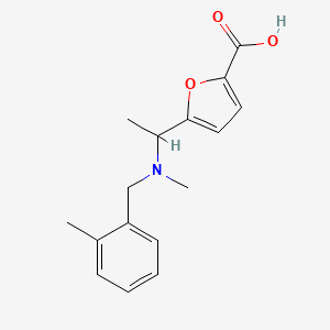 molecular formula C16H19NO3 B7605754 5-[1-[Methyl-[(2-methylphenyl)methyl]amino]ethyl]furan-2-carboxylic acid 