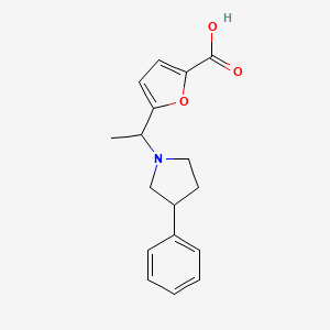 molecular formula C17H19NO3 B7605772 5-[1-(3-Phenylpyrrolidin-1-yl)ethyl]furan-2-carboxylic acid 