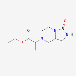 molecular formula C11H19N3O3 B7605823 Ethyl 2-(3-oxo-1,2,5,6,8,8a-hexahydroimidazo[1,5-a]pyrazin-7-yl)propanoate 