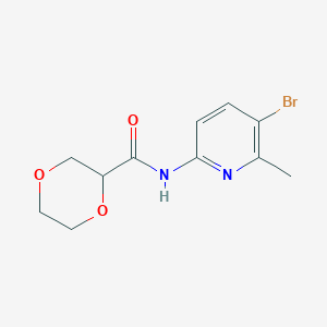 molecular formula C11H13BrN2O3 B7605854 N-(5-bromo-6-methylpyridin-2-yl)-1,4-dioxane-2-carboxamide 