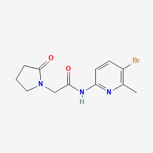 molecular formula C12H14BrN3O2 B7605863 N-(5-bromo-6-methylpyridin-2-yl)-2-(2-oxopyrrolidin-1-yl)acetamide 