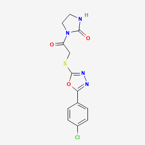 molecular formula C13H11ClN4O3S B7605888 1-[2-[[5-(4-Chlorophenyl)-1,3,4-oxadiazol-2-yl]sulfanyl]acetyl]imidazolidin-2-one 