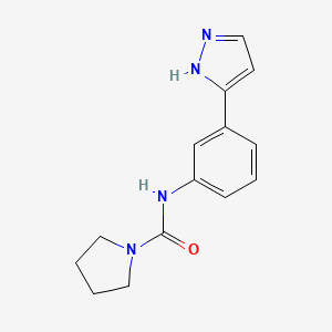 molecular formula C14H16N4O B7606042 N-[3-(1H-pyrazol-5-yl)phenyl]pyrrolidine-1-carboxamide 