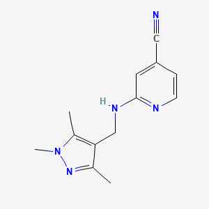 molecular formula C13H15N5 B7606078 2-[(1,3,5-Trimethylpyrazol-4-yl)methylamino]pyridine-4-carbonitrile 