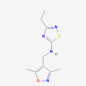 molecular formula C10H14N4OS B7606096 N-[(3,5-dimethyl-1,2-oxazol-4-yl)methyl]-3-ethyl-1,2,4-thiadiazol-5-amine 