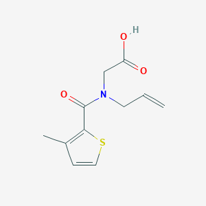 molecular formula C11H13NO3S B7606116 2-[(3-Methylthiophene-2-carbonyl)-prop-2-enylamino]acetic acid 