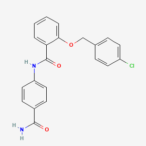 N-(4-carbamoylphenyl)-2-[(4-chlorophenyl)methoxy]benzamide