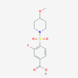 3-Fluoro-4-(4-methoxypiperidin-1-yl)sulfonylbenzoic acid