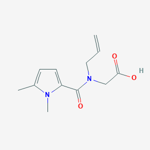 molecular formula C12H16N2O3 B7606185 2-[(1,5-Dimethylpyrrole-2-carbonyl)-prop-2-enylamino]acetic acid 