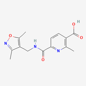 molecular formula C14H15N3O4 B7606357 6-[(3,5-Dimethyl-1,2-oxazol-4-yl)methylcarbamoyl]-2-methylpyridine-3-carboxylic acid 