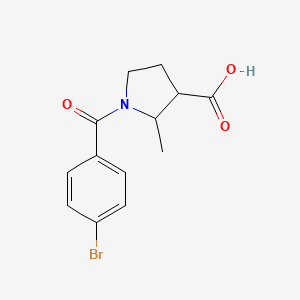 molecular formula C13H14BrNO3 B7606503 1-(4-Bromobenzoyl)-2-methylpyrrolidine-3-carboxylic acid 