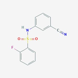 molecular formula C13H9FN2O2S B7606518 N-(3-cyanophenyl)-2-fluorobenzenesulfonamide 