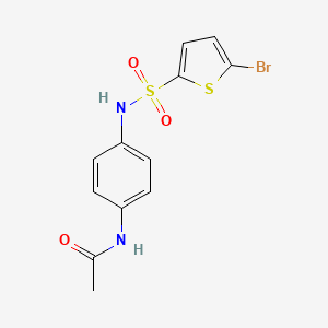 molecular formula C12H11BrN2O3S2 B7606604 N-[4-[(5-bromothiophen-2-yl)sulfonylamino]phenyl]acetamide 