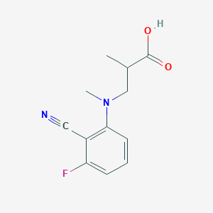 molecular formula C12H13FN2O2 B7606803 3-(2-cyano-3-fluoro-N-methylanilino)-2-methylpropanoic acid 