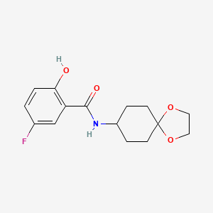 molecular formula C15H18FNO4 B7606820 N-(1,4-dioxaspiro[4.5]decan-8-yl)-5-fluoro-2-hydroxybenzamide 