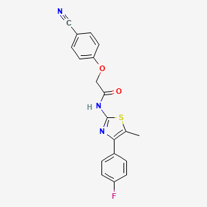 molecular formula C19H14FN3O2S B7606918 2-(4-cyanophenoxy)-N-[4-(4-fluorophenyl)-5-methyl-1,3-thiazol-2-yl]acetamide 