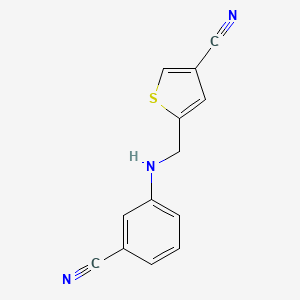 molecular formula C13H9N3S B7606946 5-[(3-Cyanoanilino)methyl]thiophene-3-carbonitrile 