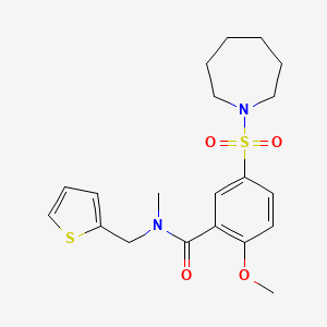 5-(azepan-1-ylsulfonyl)-2-methoxy-N-methyl-N-(thiophen-2-ylmethyl)benzamide