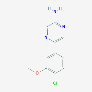 molecular formula C11H10ClN3O B7607148 5-(4-Chloro-3-methoxyphenyl)pyrazin-2-amine 