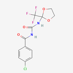 4-chloro-N-[[2-(trifluoromethyl)-1,3-dioxolan-2-yl]carbamoyl]benzamide