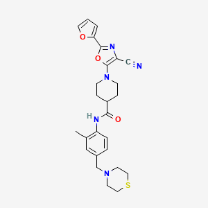 1-[4-cyano-2-(furan-2-yl)-1,3-oxazol-5-yl]-N-[2-methyl-4-(thiomorpholin-4-ylmethyl)phenyl]piperidine-4-carboxamide