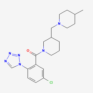 molecular formula C20H27ClN6O B7607439 [5-Chloro-2-(tetrazol-1-yl)phenyl]-[3-[(4-methylpiperidin-1-yl)methyl]piperidin-1-yl]methanone 